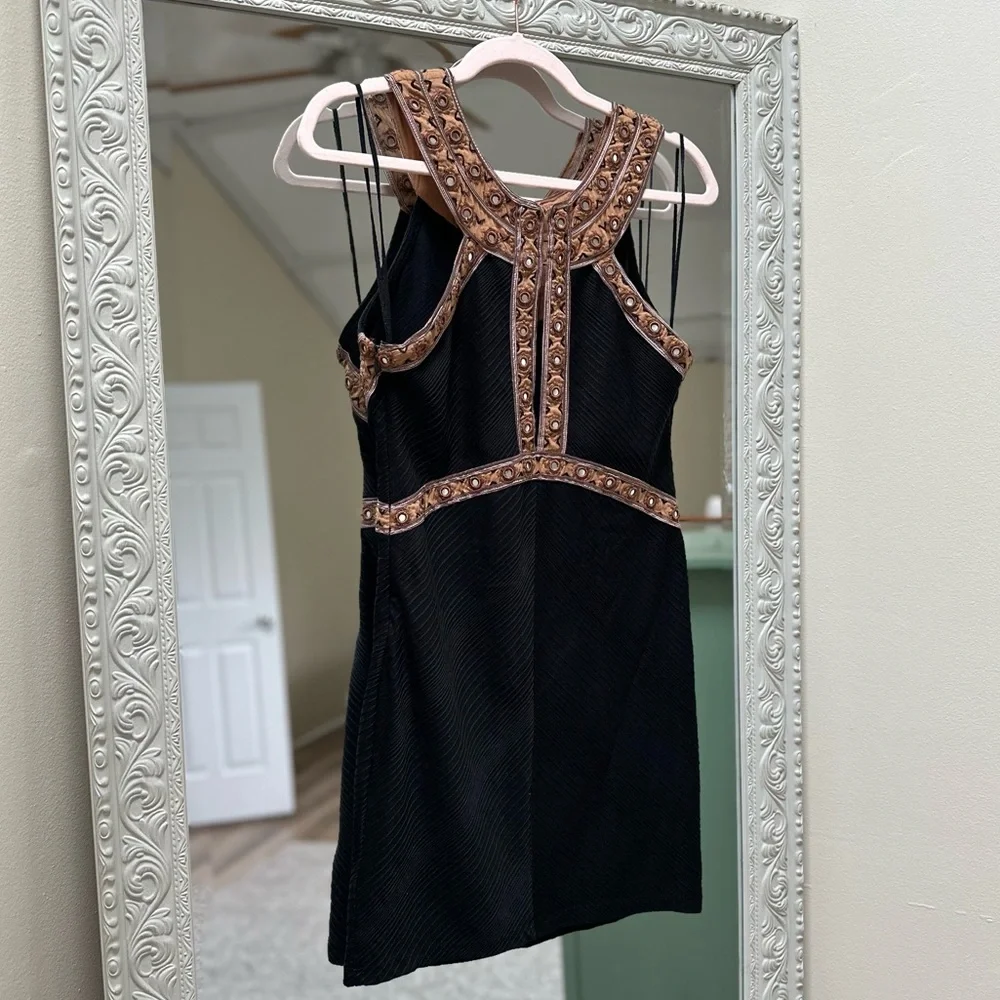 Free People High Neck Sleeveless Black Dress with Mirror Embellishment | Small - Picture 4 of 5